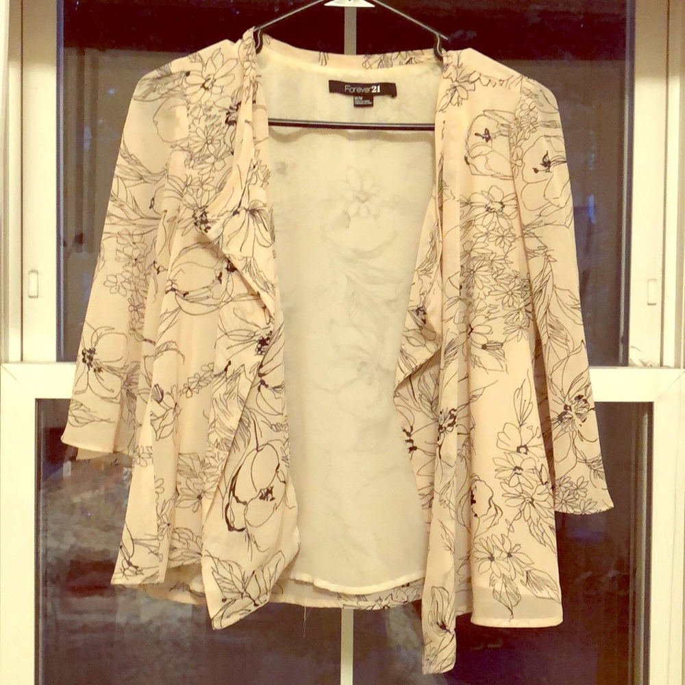 Floral beige open jacket